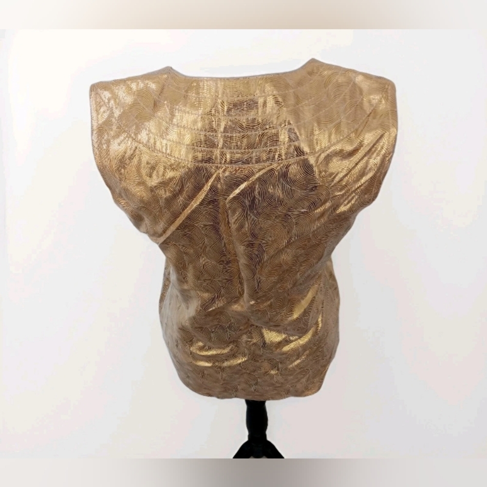 Tory Burch Silk Blend Luxe Gold Metallic Top $350 Stephanie Collection. Like New - Picture 10 of 13